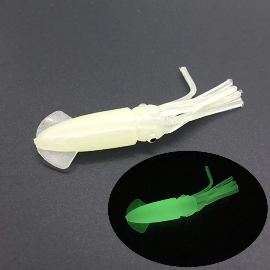 7.5cm Luminous Octopus Squid Bait, 3g, Glowing PVC Soft Lure, 5pcs