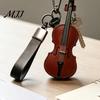 Stylish Instrument Keychain Retro Cello Keychain, Faux Leather Charm with Key Ring, Pendant Players for Car Home Keys, Music Lover Gift