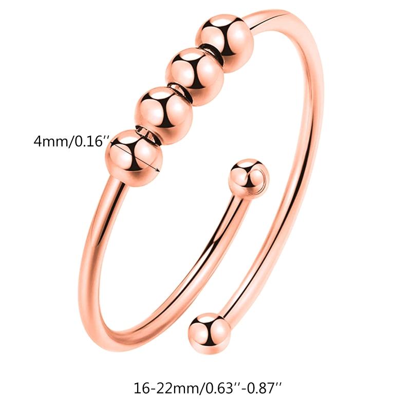 Punk Anxiety Rings For Women Men Spiral Fidget Beads Ring 2024 Trend Jewelry Rotate Freely Anti Stress Stainless Steel Ring Gift
