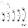 14G Stainless Steel Opal Curved Barbell Eyebrow Ring Cartilage Earring Crystal Labret Piercing Jewelry 6/8/10/12/14mm