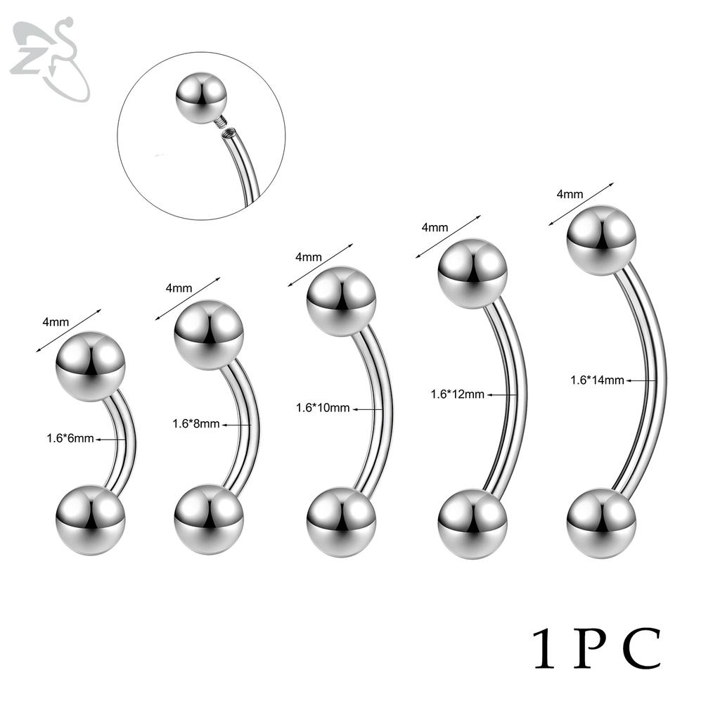14G Stainless Steel Opal Curved Barbell Eyebrow Ring Cartilage Earring Crystal Labret Piercing Jewelry 6/8/10/12/14mm