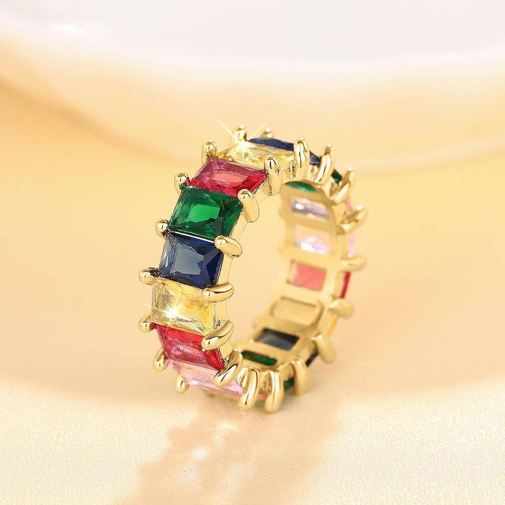Geometric Full Diamond Ring, Simple And Versatile Hip-Hop Ring With Personality, Wind And Fashion Ring.