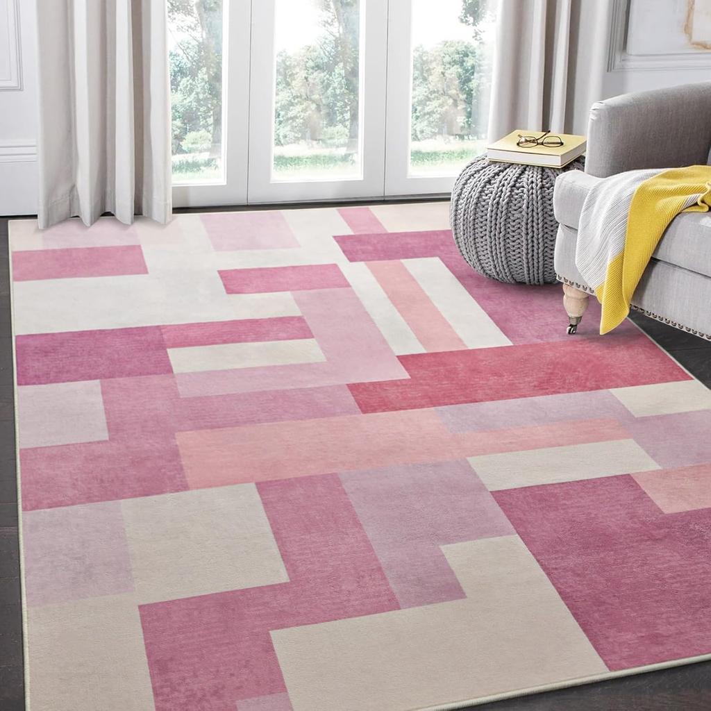 Advanced Geometric Patchwork Carpet Simple Grid Rug Office Living Room Bedroom Sofa Border Sliding Pad Home Decoration