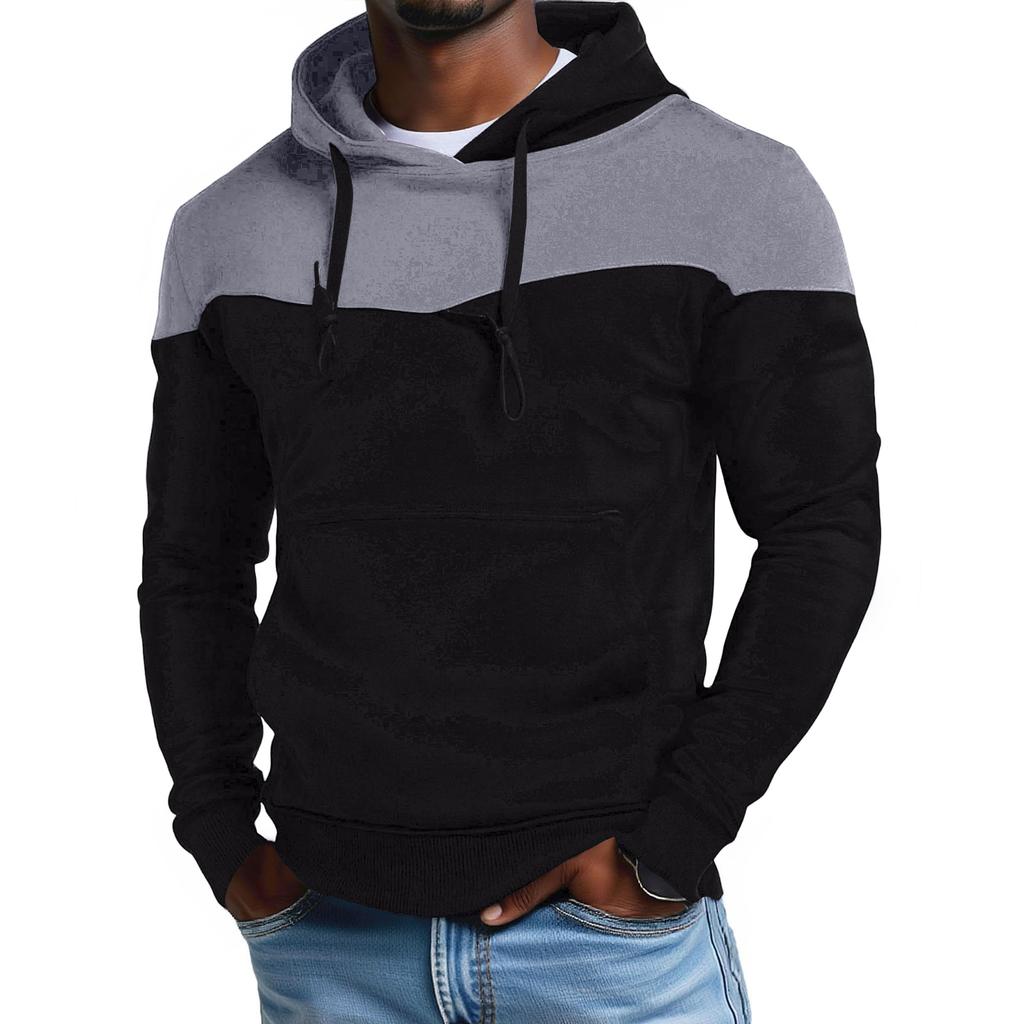 Men's  Leisure  Two  Colors  Splicing  Sports  Leisure  Long  Sleeves  Hoodie