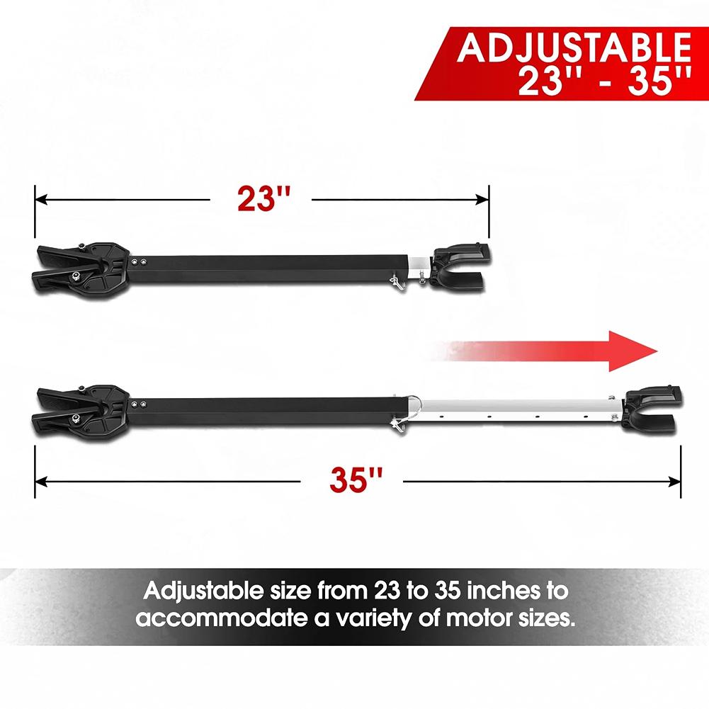 Boat Motor Transom Saver Support Adjustable Length 23 to 35 Inches Heavy Duty Aluminum Composite Head for Trailers