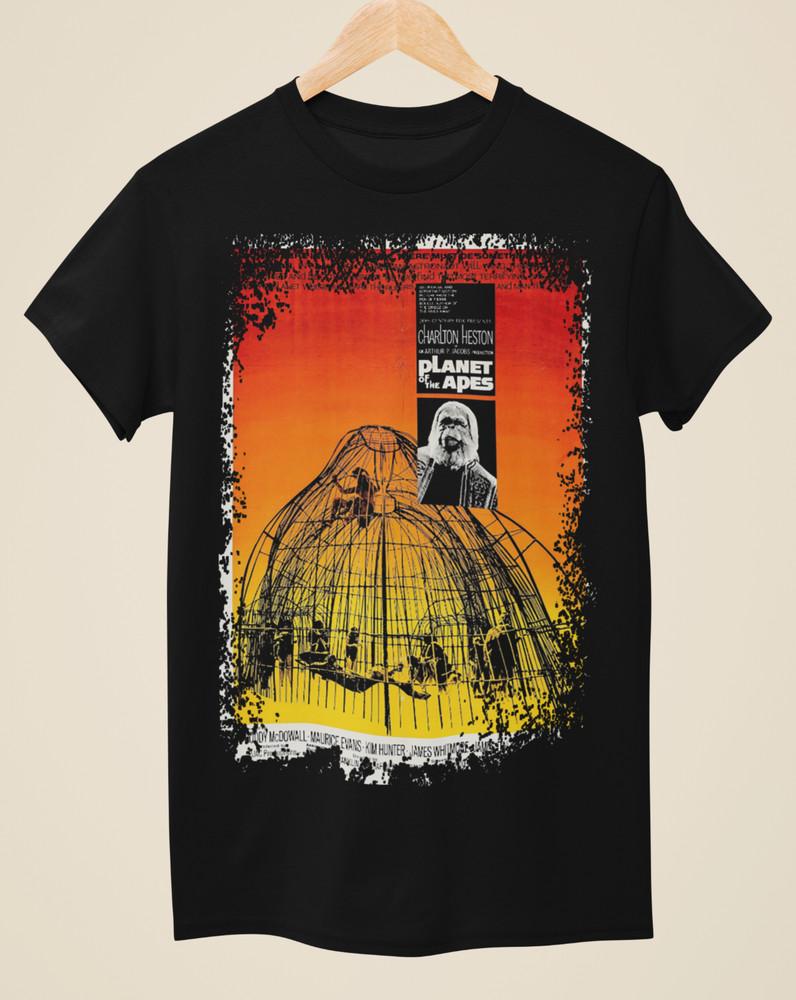 Планета обезьян (1968) - Унисекс Черная Футболка в стиле Кинопостера Унисекс Футболка M