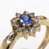 Ring K18 Yellow gold/Pt900Platinum/Sapphire / Diamond #5.8(US Size) 2.3g Women Used