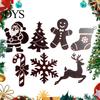 Easy Install Christmas Entryway Decor 7Pcs Wooden Silhouette Lights with Warm Backlight, LED Reindeer Lighted Winter Scene for Living Room Santa