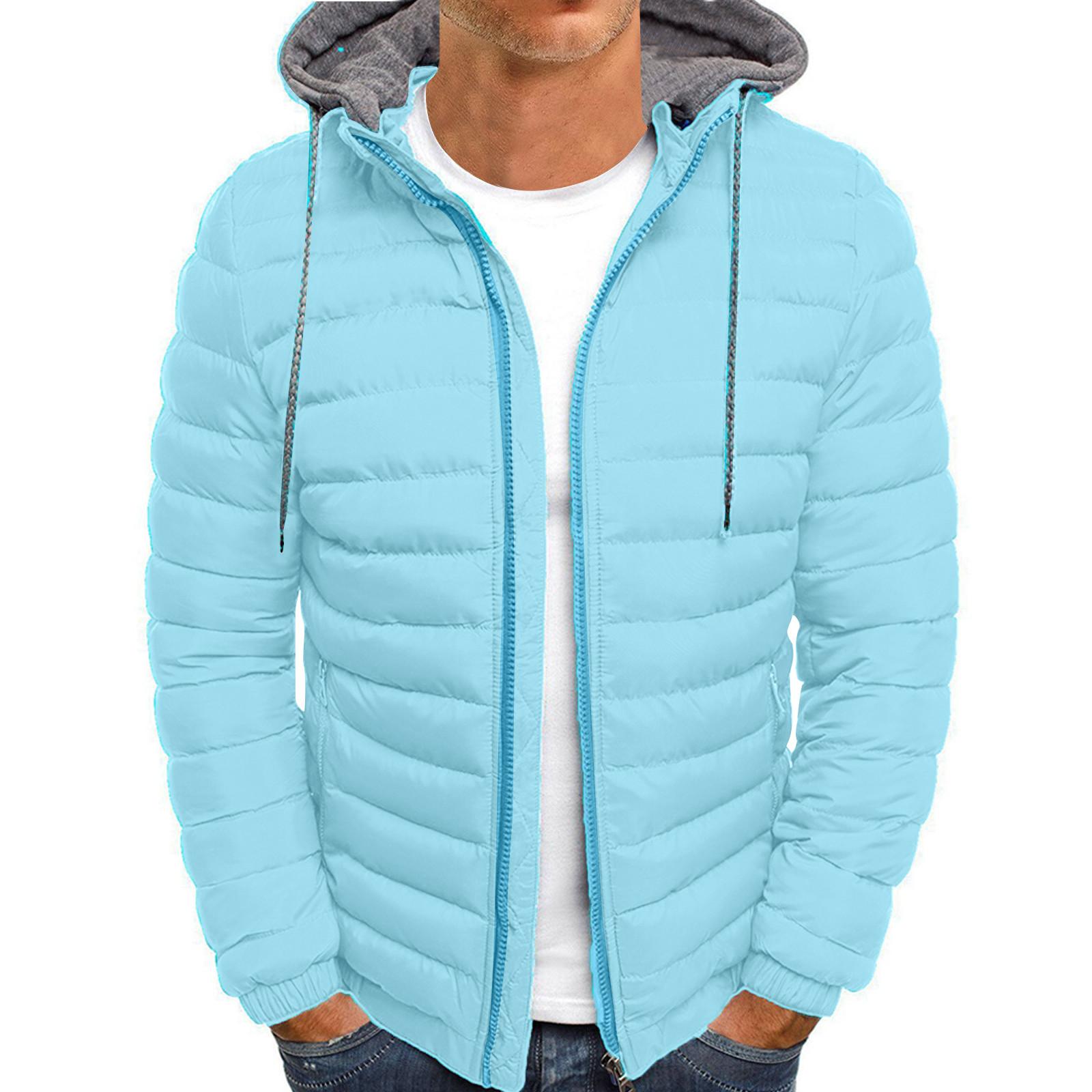 

Мужское зимнее пальто, теплое приталенное толстое пальто, повседневная куртка, верхняя одежда, верхняя блузка XL небесно-голубой