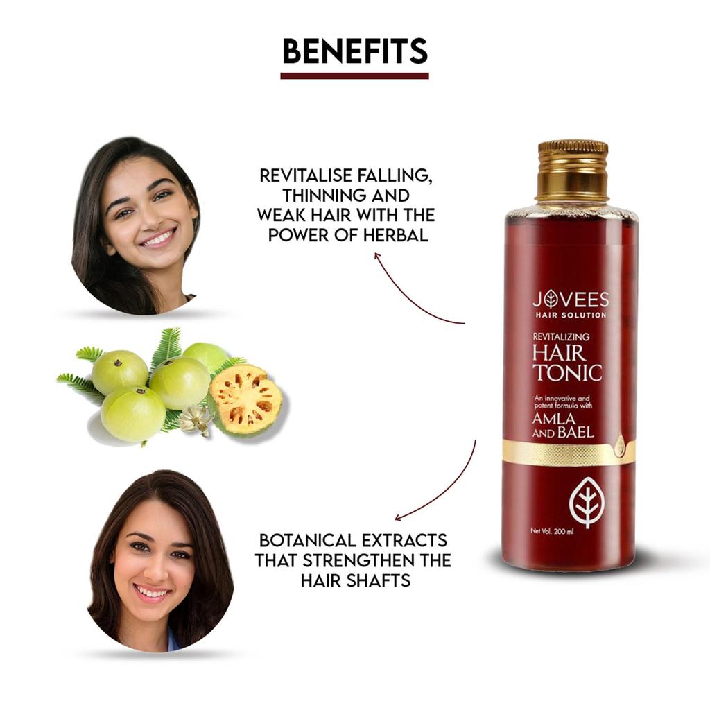 Jovees Herbal Revitalising Amla And Bael Hair Tonic For Long Strong Thick Hair 200ml