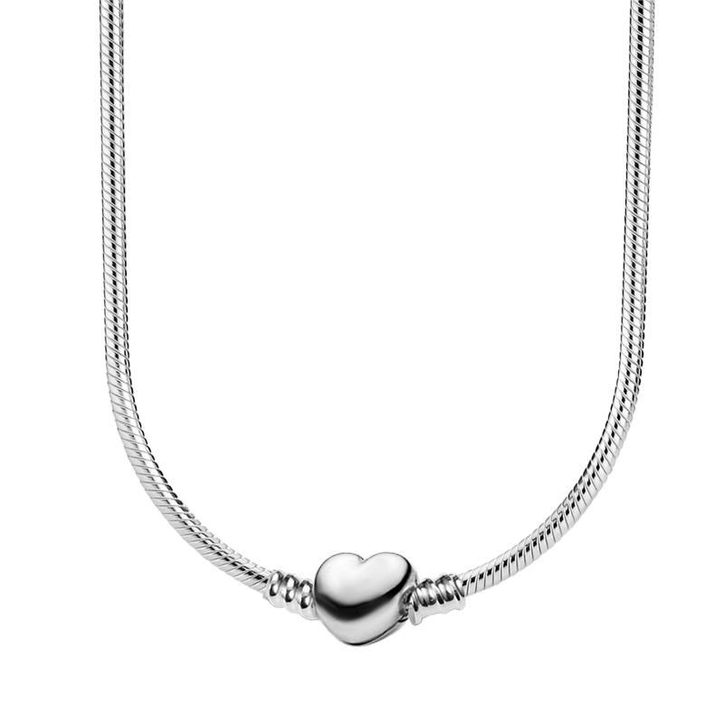 Новое Серебряное Ожерелье 925 пробы  Губы Любви  45-60 см Подходит для Шармов из Серебра 925 пробы Женское Ожерелье DIY Украшения Подарок 45cm&Commonly&Commonly