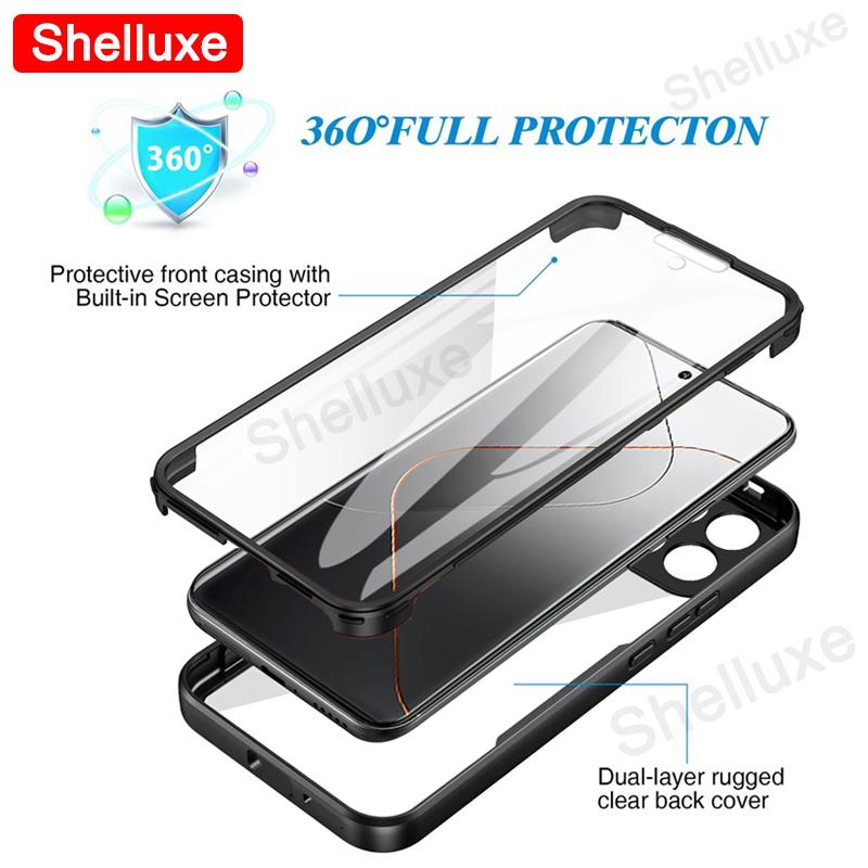 360 Full Body Front+Back Clear Case Shelluxe For Xiaomi 14 14T Pro Mi 14 Mi14 Ultra Mi14T Pro Silicone Double Sided Phone Cover