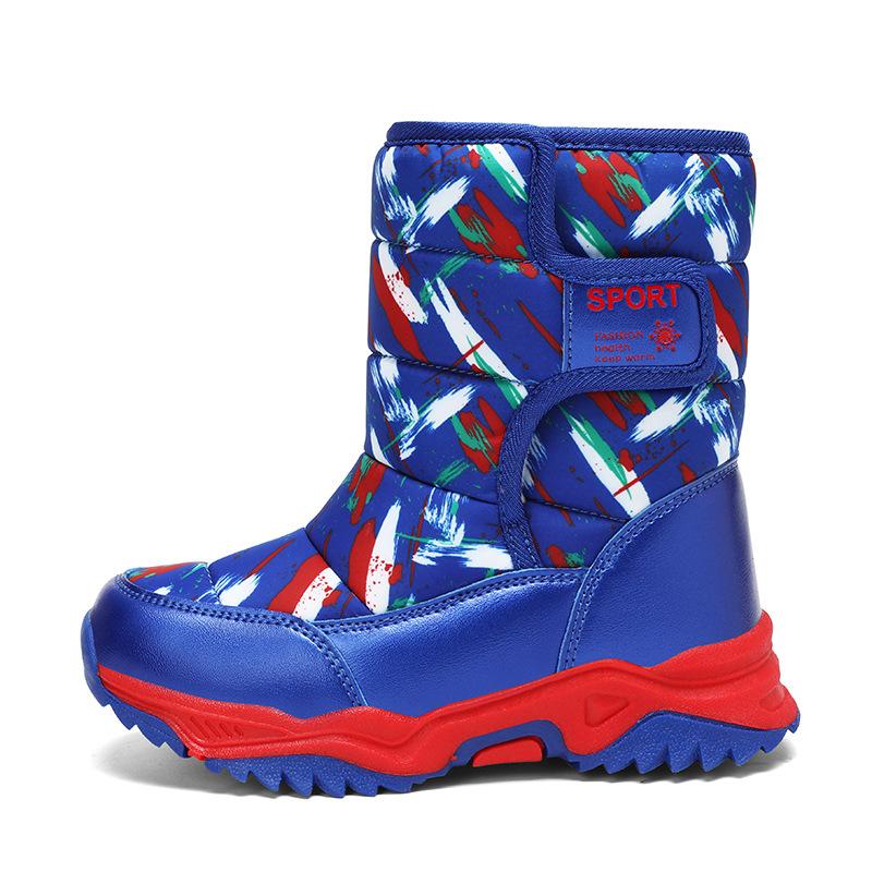2025 Winter Children Shoes Plush Waterproof Fabric Non-Slip Girl Shoes Rubber Sole Snow Boots Fashion Warm Outdoor Boots