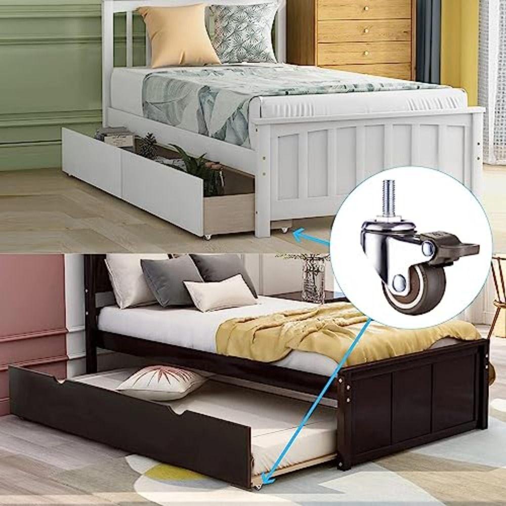 TPR Rubber Casters Wheels Ball Bearings Stem Caster Wheels No Noise Swivel Casters  Baby Bed