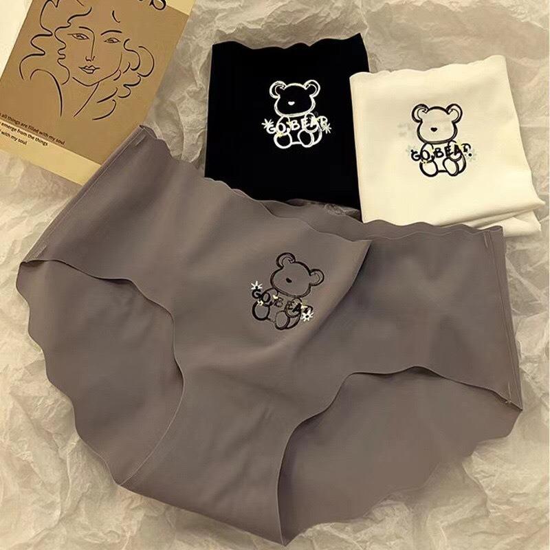 Damskie cienkie falowane bezszwowe majtki z jedwabiu lodowego oddychające szybkoschnące wzory drukowane z czystej bawełny w kroku damskie majtki