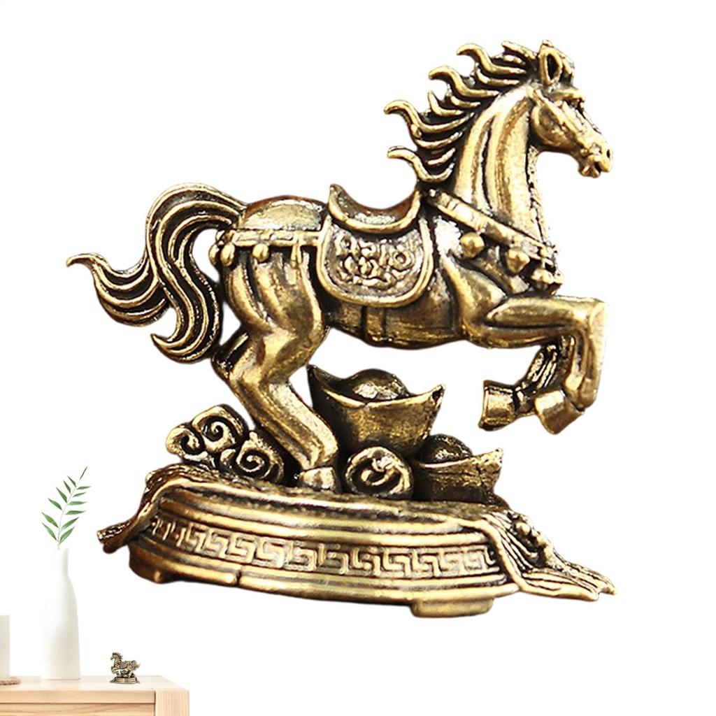 Brass Wealth Fortune Horse Figurine Good Luck Success Horse Ornament Small Horse Statue Decor Collectible Sculpture Ornament