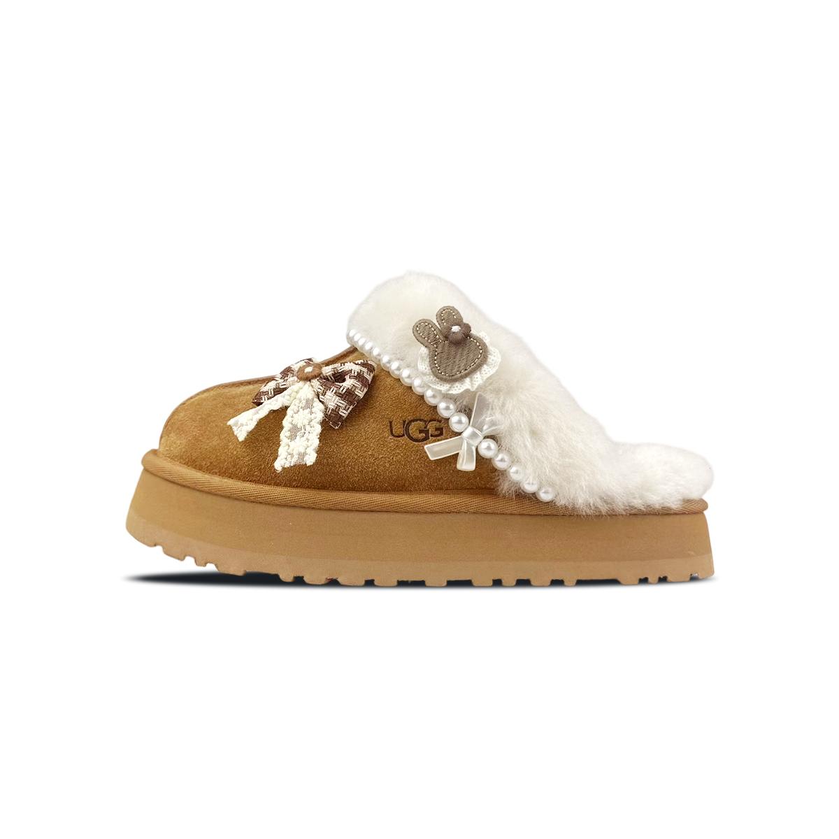 UGG CLASSIC MINI Fuzzy Cute Pet Design Abrasion Resistant Closed Toe Slippers Women s 1122550-CHE(Team40-) 38