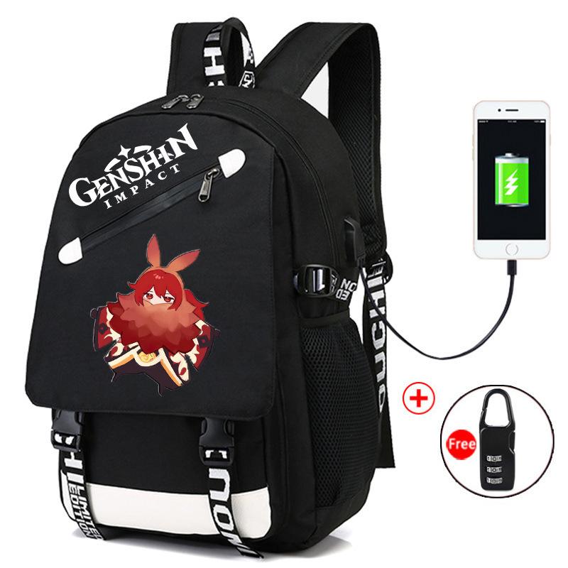 Backpack Anime, Genshin Surrounding Large Capacity Student School Bag Outdoor Travel Bag