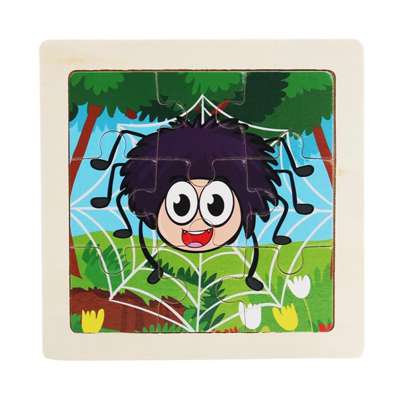 9-Piece Wooden Cartoon Animal Transport Jigsaw Toy for Early Education