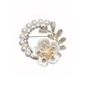 Korean Style Five-Petal Plum Blossom Brooch with Pearl and Rhinestones - Versatile Zinc Alloy Pin for Clothing Accessories