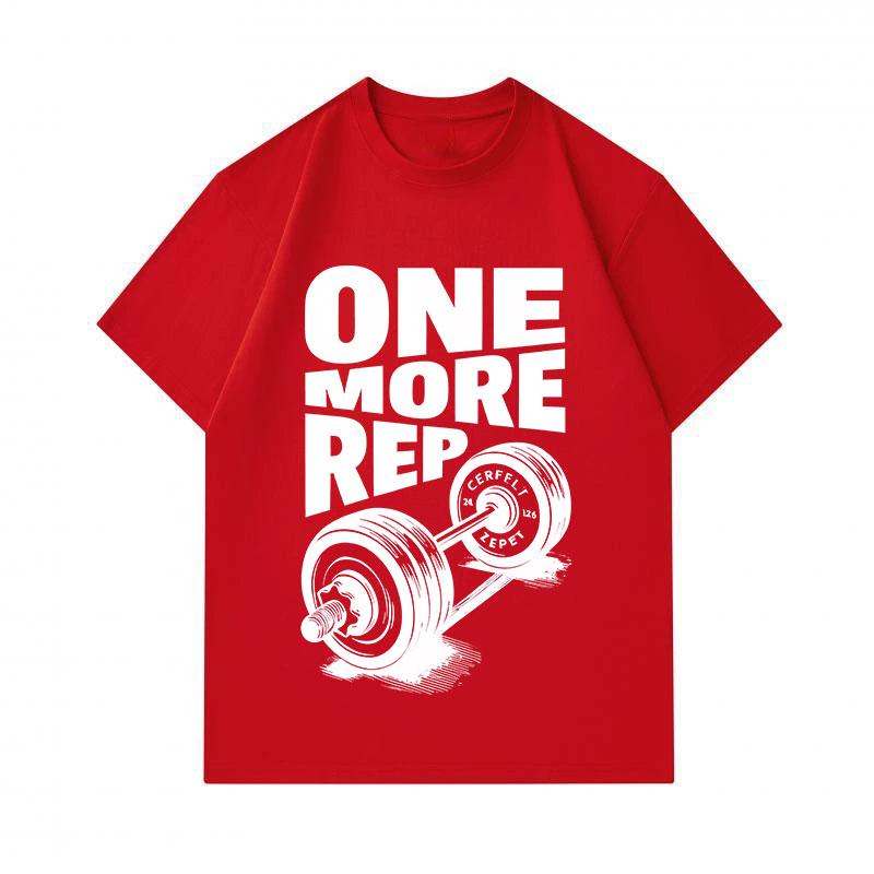 Men's 100% Cotton Crew Neck Short Sleeve T-Shirt, One More Rep Dumbbell Print Casual Workout Gym Fitness Tees Breathable Comfortable Athletic Tops for