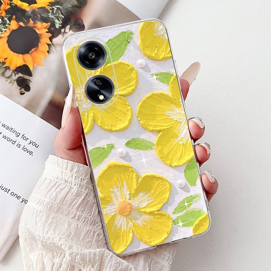 For OPPO F23 Case CPH2527 Cover Fashion Marble Flower Soft Slim Silicone Back Cover on OPPO A98 A1 5G CPH2529 OPPOF23 Phone Case