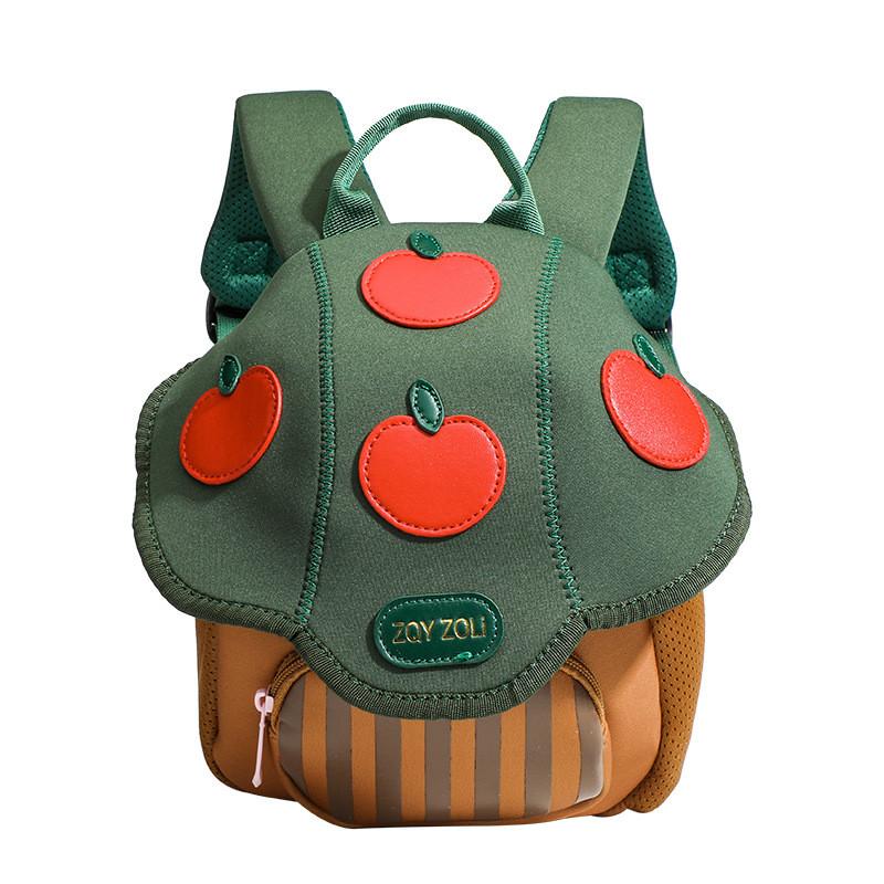 Shaped Backpack Mushroom Apple Printed Schoolbag Leather Material Bag Kids Gift