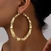 Extra-Large Gold Bamboo Hoops: Bold European & American Style Earrings for Hiphop, Street Dance, and Nightclub Fashion.