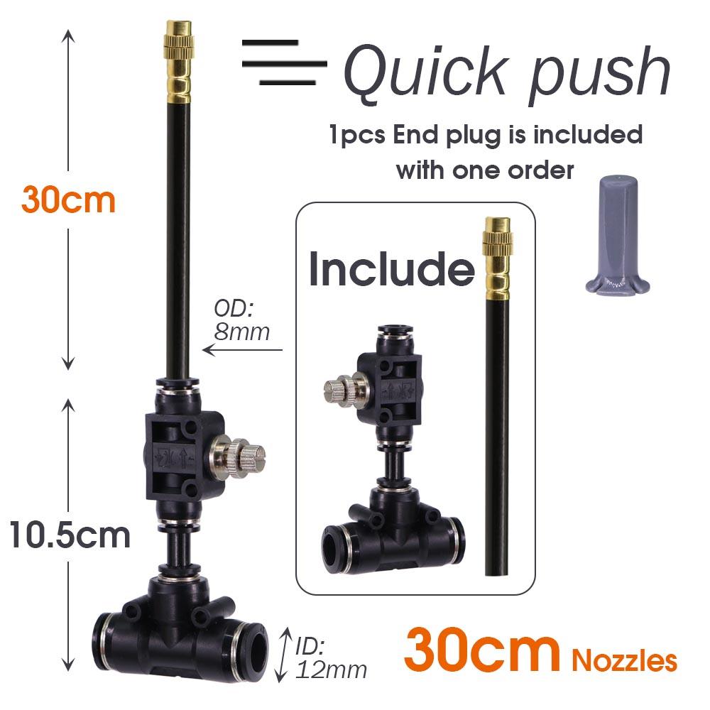 3/8" 360° Bend Misting Nozzles with Throttle Valve Control Flow Adjustable Atomizer Sprayer for 12mm PE Tubing Garden Irrigation