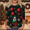 Women's Casual Christmas Print Three-Quarter Sleeve Neck Blouse