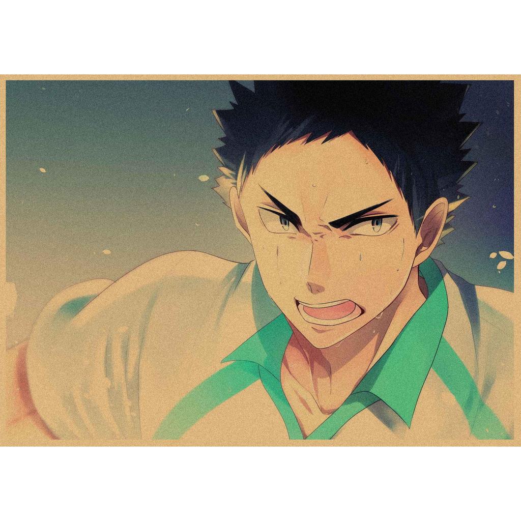 Haikyuu!! Retro Kraft Poster: Hinata Shoyo & Kageyama Tobio Decorative Wall Art