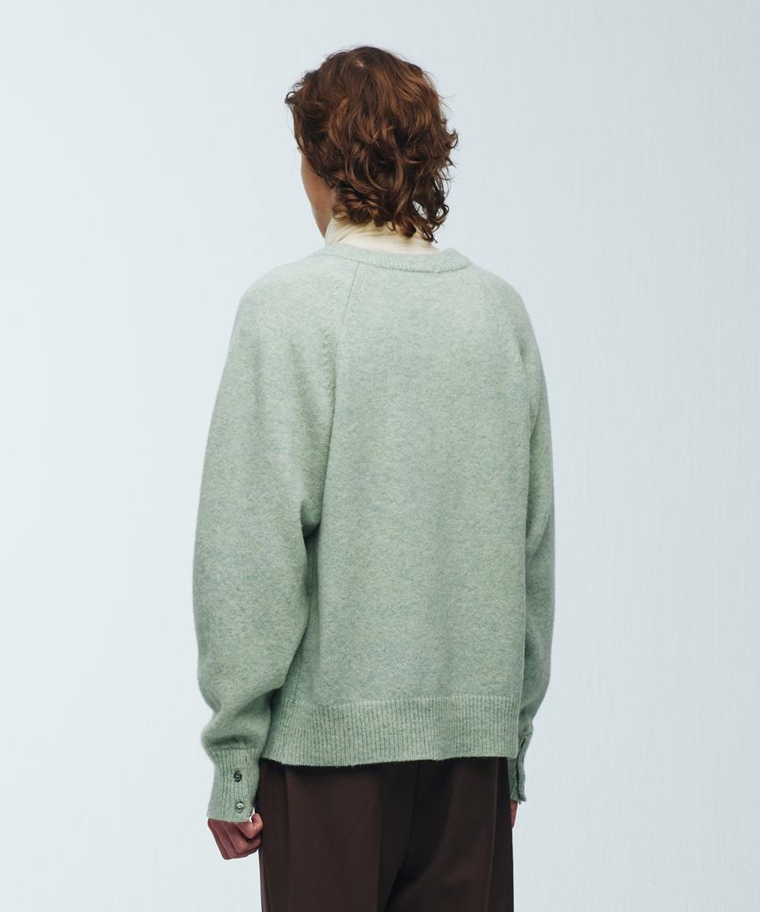 Knitted Shaggy Dog 100% Wool Round Cardigan Mint
