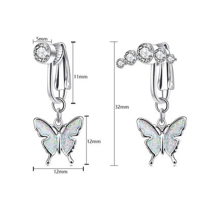 Fake Belly Ring Butterfly Fake Belly Piercing Clip Cartilage Clip On Earring