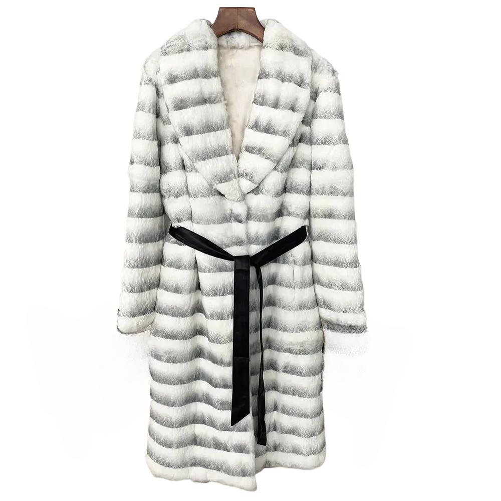 OFTBUY 2024 Winter Fashion Thickened Warm Long Natural Lazy Rabbit Fur Coat Women's Luxury Genuine Fur Coat Casual Loose