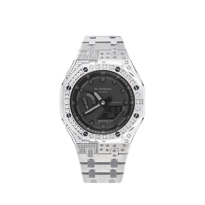 Casio Men Liquid Crystal,Analog Dual Display Series Black Watch GA-2100-1A1(Watch8--)