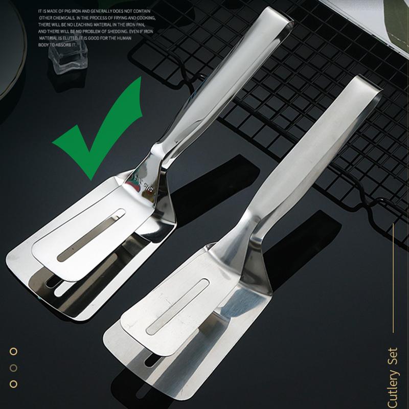 1PCS Mirror 304 Stainless Steel Steak Clip Household Kitchen Multi-functional Food Clip Barbecue Fried Fish Steak Shovel Pancake