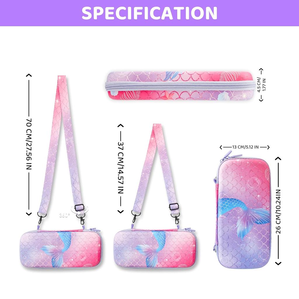 GLDRAM Purple Carrying Case Compatible with Nintendo Switch OLED, Cute Accessories Kit with Travel Case, Switch OLED Protective Shell, Screen