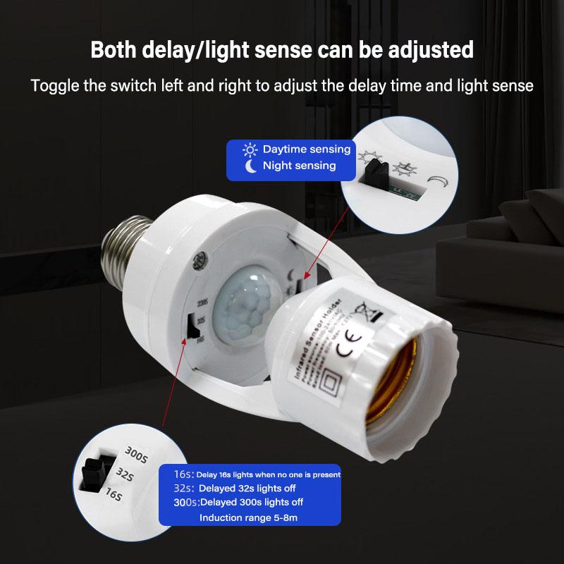 AC85-265V Bewegungsmelder Lampenkopf Basis E27 Schalter Glühbirnenhalter Fassung Adapter Konverter Menschliche Induktion Infrarot Körpersensor