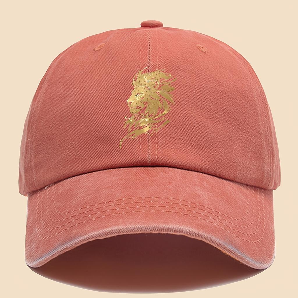 Pc Powerful and Premium Golden Lion Trendy Pattern Print Baseball Cap Urban Casual Headwear Black Papa Trucker Hat Solid Col