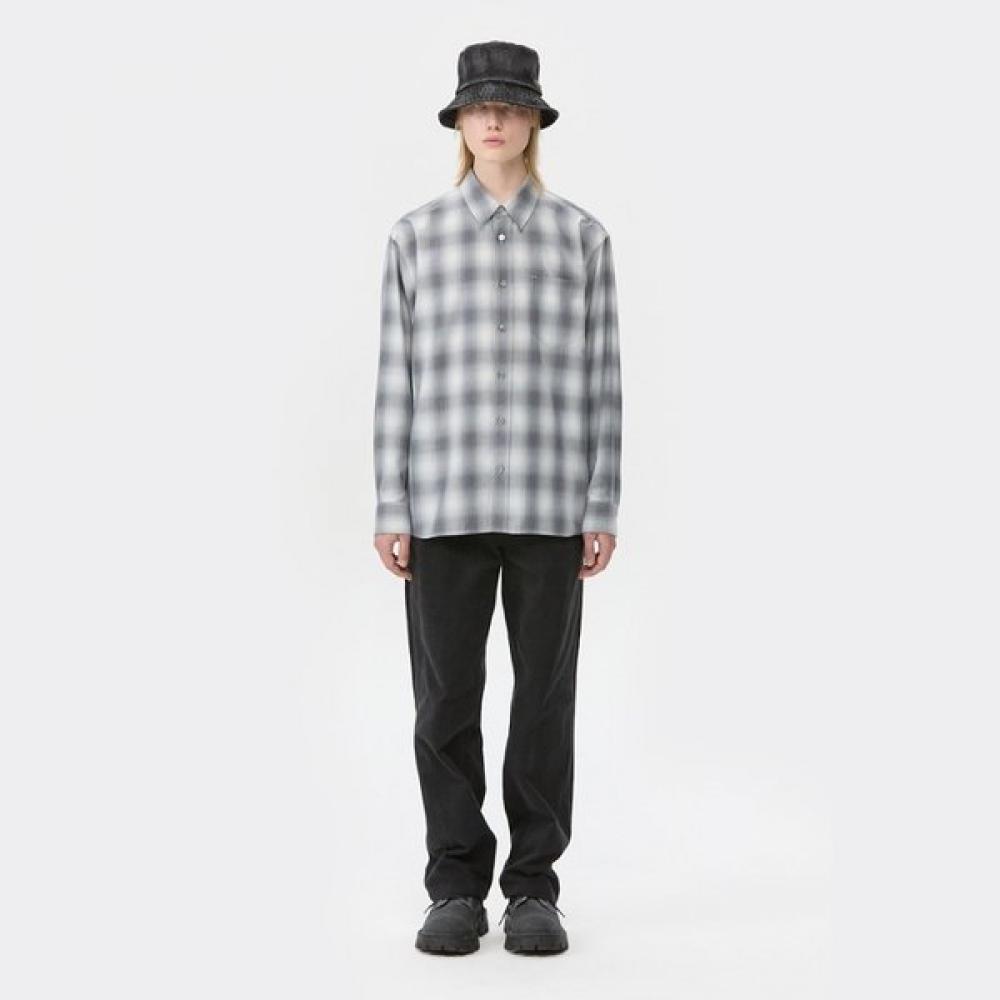 Customellow Grey Relaxed Fit Check Shirt Cwsaw25112gyx