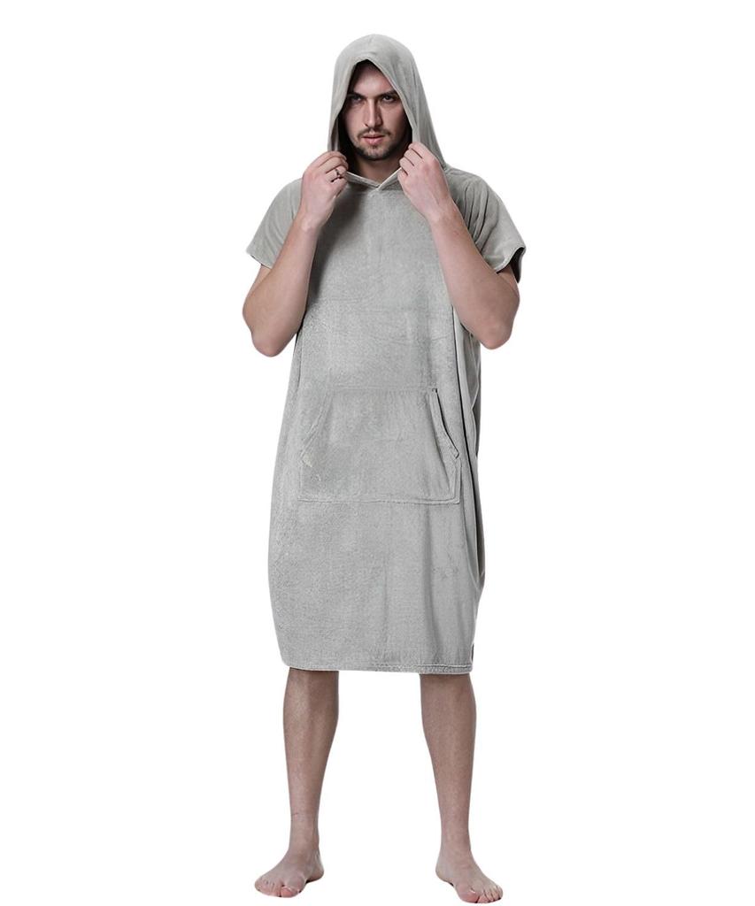 Soft and Changing Poncho for and with Short Towel Sauna Gown [Four Leaf] Quick-Drying Surfing, Sauna, Surfing, Pockets, Sleeves, Fabric, (Beige)