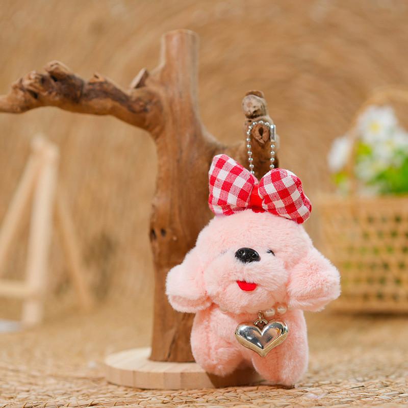 Cute Teddy Dog Plush Doll With Heart Necklace For Gift And Decor