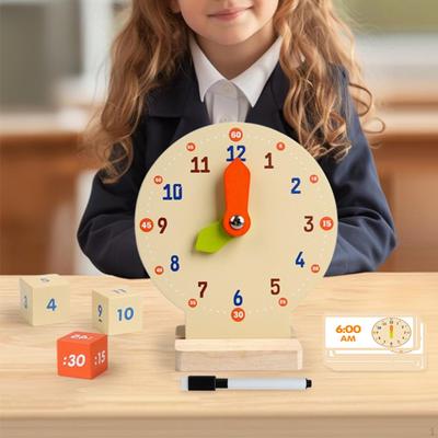 Lernuhr für Kinder zum Üben Pädagogisch Kindergarten Holz Mathe-Lernmaterialien