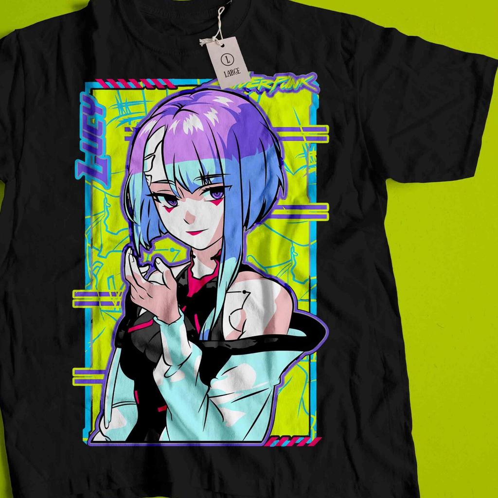 T-shirt Cyberpunk Edgerunners, Maglietta Grafica Neon Anime, Camicia Streetwear Futuristica, Regalo Otaku, Abbigliamento Anime Sci-Fi