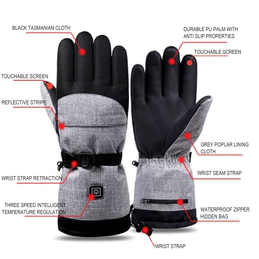1Pair Winter Heating Gloves Thermal Electric 5000mAh Battery Waterproof Rechargeable for Outdoor Climbing Hiking Skiing Cycling