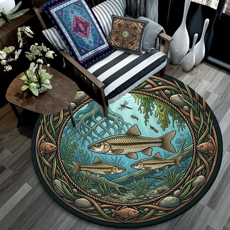 Underwater Ecosystem Harmony Round Area Rug Under Office Chairs Bedroom Living Room Home Decor