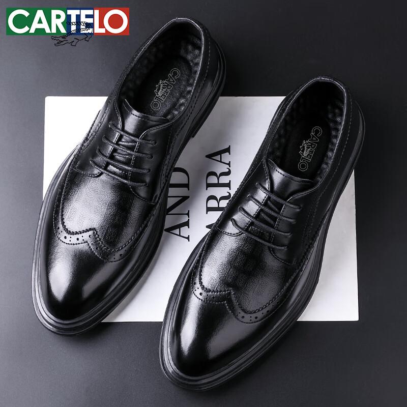 CARTELO Men s Brogue Lace-Up Leather Shoes 40
