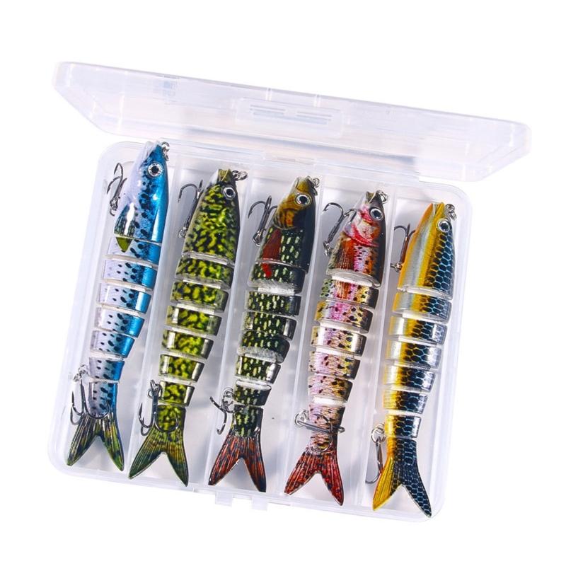 

5Pcs Fishing Swimbait Wobblers Baits 3D Artificial Fishing Lures Saltwater Multiple Sections Baits Fishhooks Fish Lures