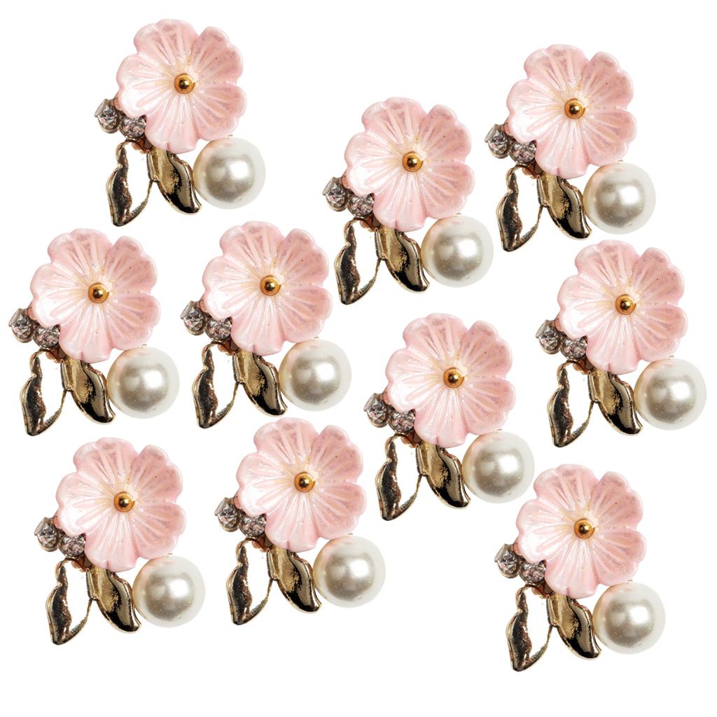 10 Pieces Flatback Pearl Embellishments Flower Shapes Wedding Embellishment for Scrapbooking Craft Cardmaking Bouquet Handcraft