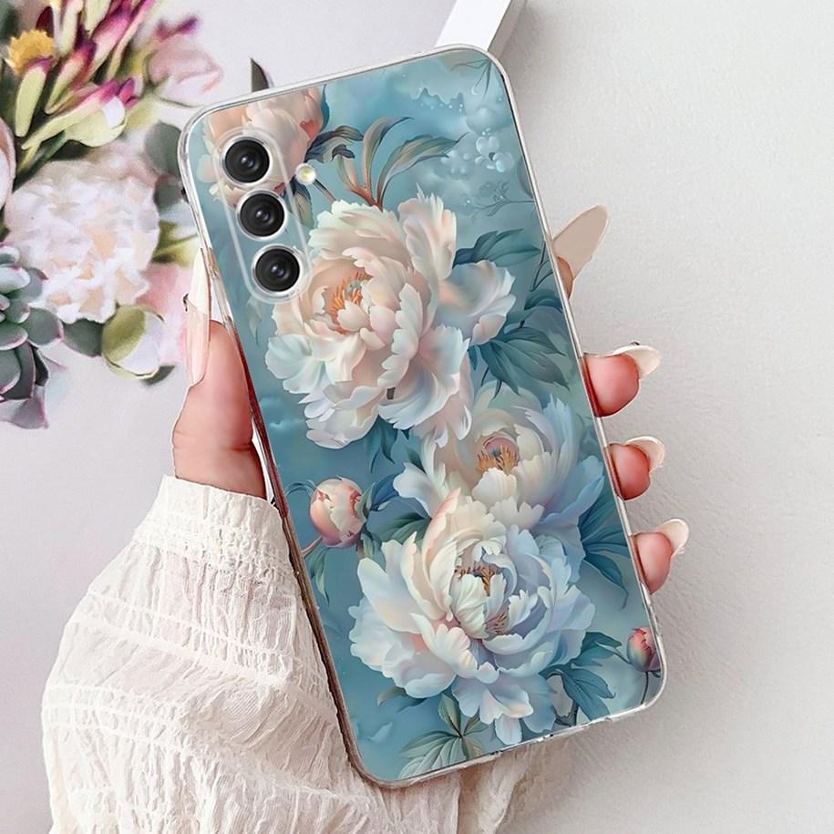 For Samsung Galaxy A24 4G Case SM-A245F Cover Fashion Flower Marble Soft Silicone Phone Covers For Samsung A14 A34 A54 5G Fundas